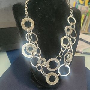 Ann Taylor Loft Silver Metal Statement Necklace